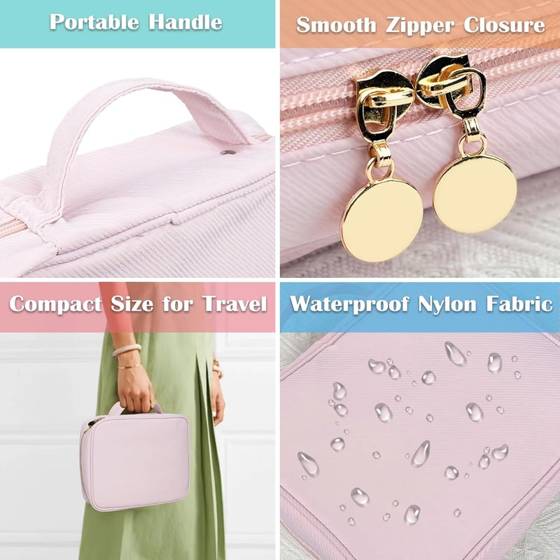 LingLingo Travel Jewelry Organizer Case,Small Jewelry Bags Jewelry Storage Book Binder with Clear Zipper Velvet Pouch for Traveling,Earrings, Rings, Necklace, Bracelet (Pink) - Image 5